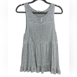 POL Gray White Striped Sleeveless Baby Doll Tank Womens Small